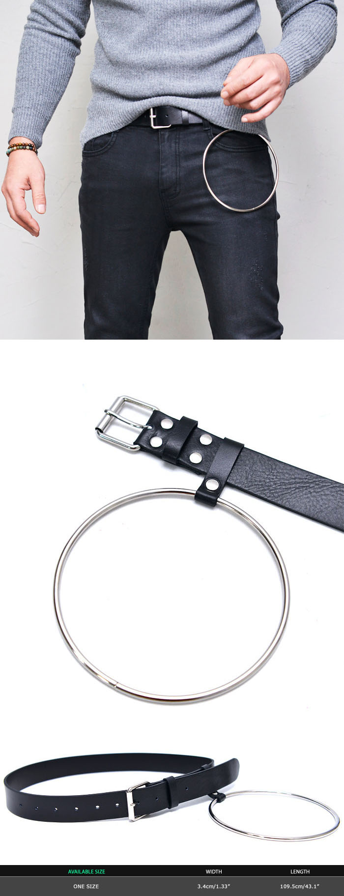 Accessories Belts Long Circle Ring LeatherBelt 161 GUYLOOK Men